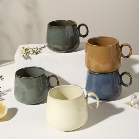 Vintage ceramic coffee cup for afternoon tea with retro design