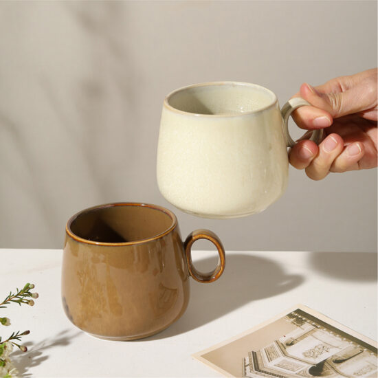Vintage ceramic coffee cup for afternoon tea with retro design