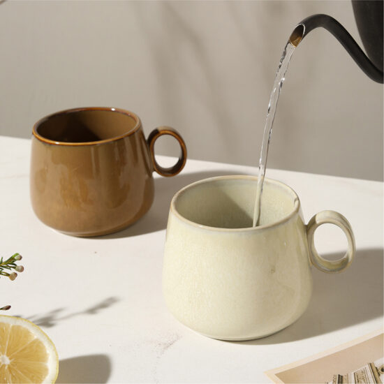 Vintage ceramic coffee cup for afternoon tea with retro design