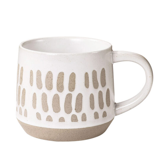 Rustic stoneware ceramic coffee mug with large capacity for office and home use