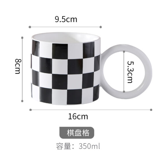 TikTok-style ink splash ceramic mug with large handle