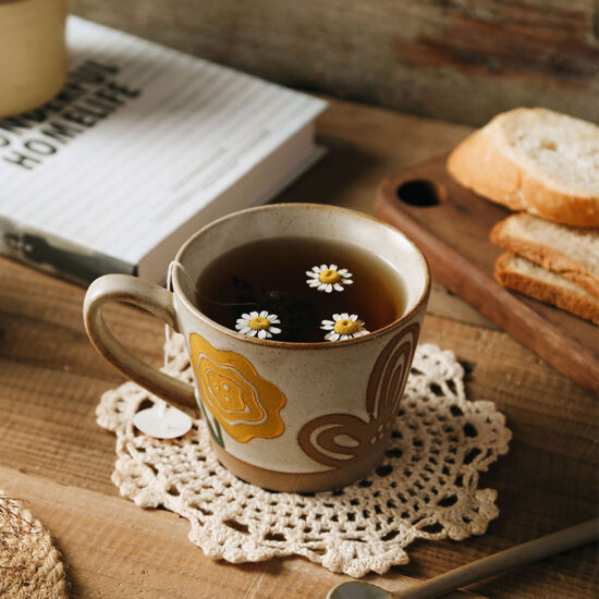 TikTok-style ink splash ceramic mug with large handle