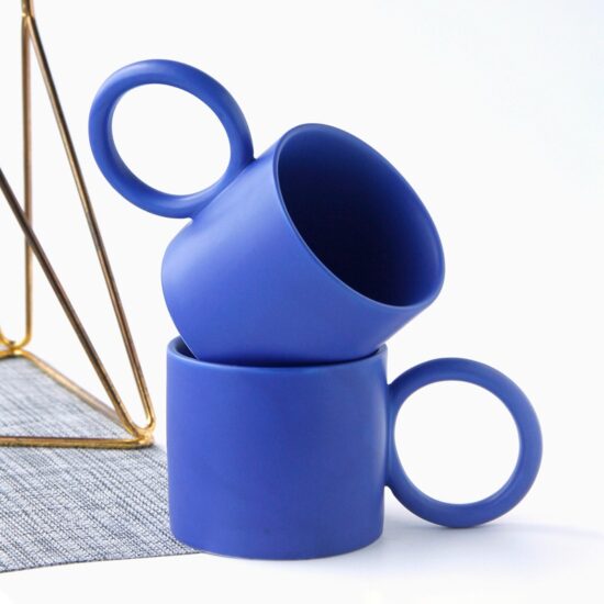 TikTok-style ink splash ceramic mug with large handle