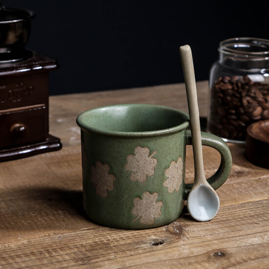 TikTok-style ink splash ceramic mug with large handle
