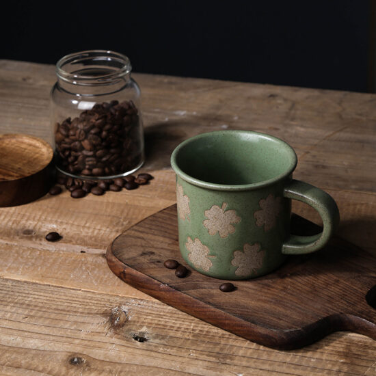 TikTok-style ink splash ceramic mug with large handle