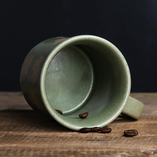 TikTok-style ink splash ceramic mug with large handle