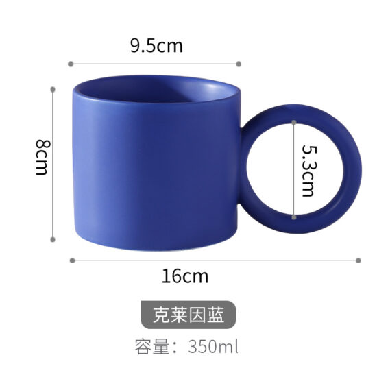 TikTok-style ink splash ceramic mug with large handle