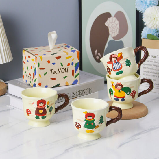 Vintage Rose Ceramic Mug with Footed Base – Gift Cup for Women