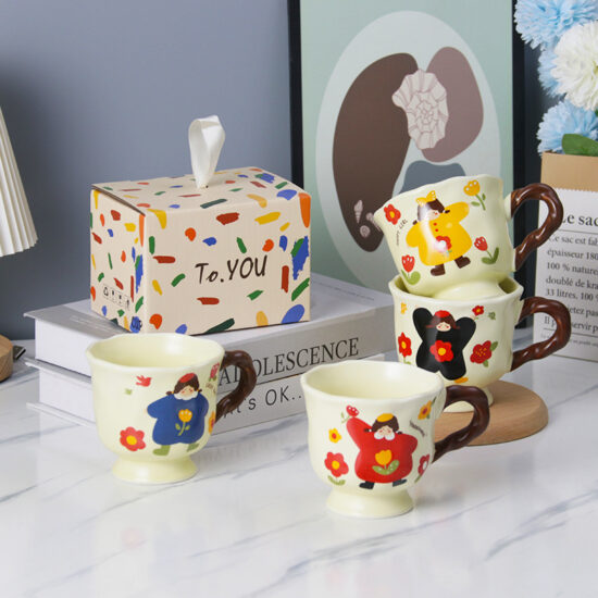 Vintage Rose Ceramic Mug with Footed Base – Gift Cup for Women