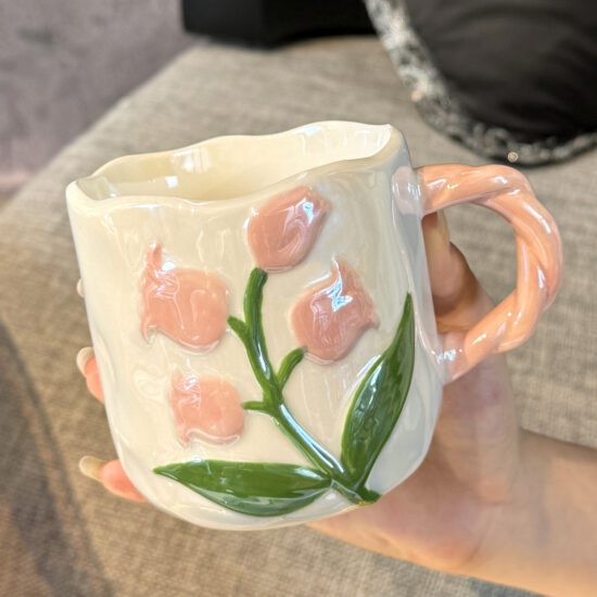 Tulip Design Ceramic Mug Gift Set for Festivals and Boutique Gifts