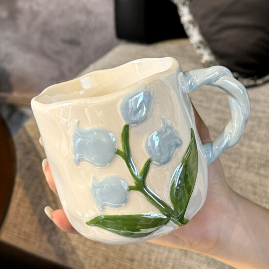 Tulip Design Ceramic Mug Gift Set for Festivals and Boutique Gifts